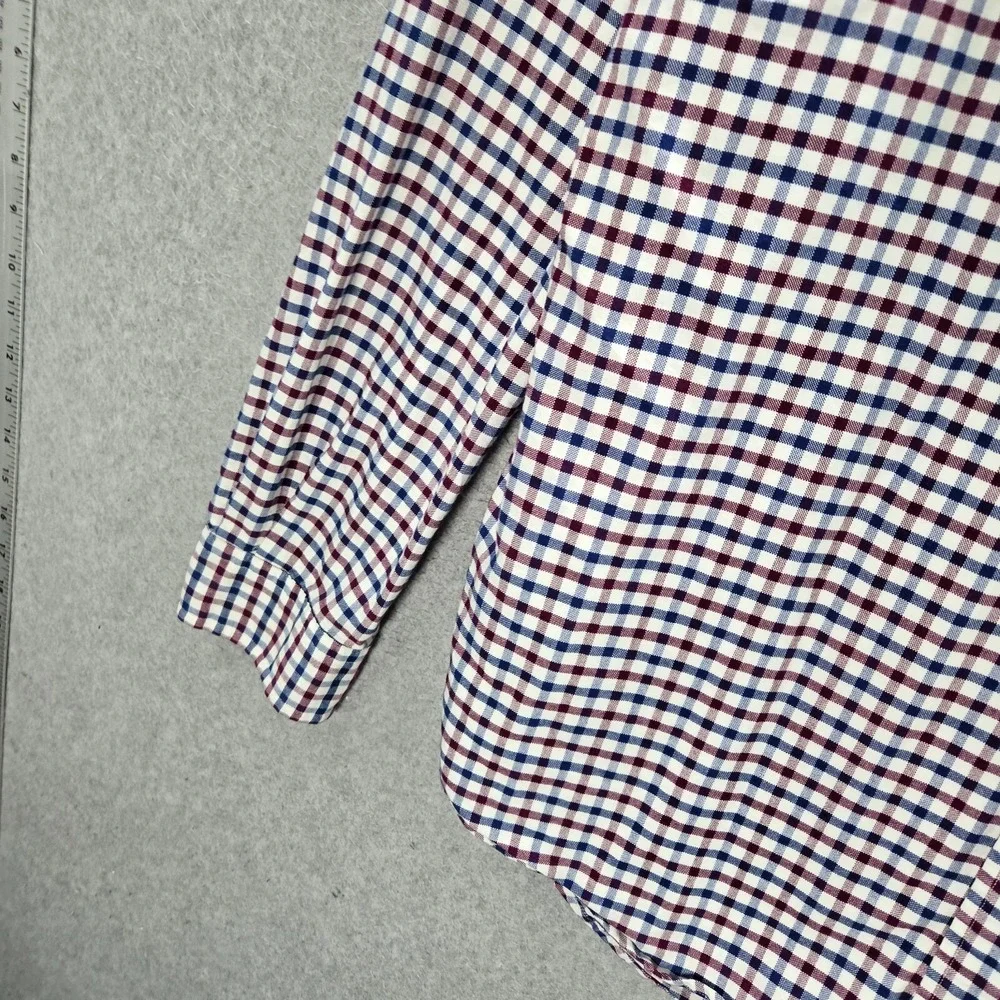 Ralph Lauren Men Button Up Shirt Large Blue Gingham Check Color Logo Collar READ